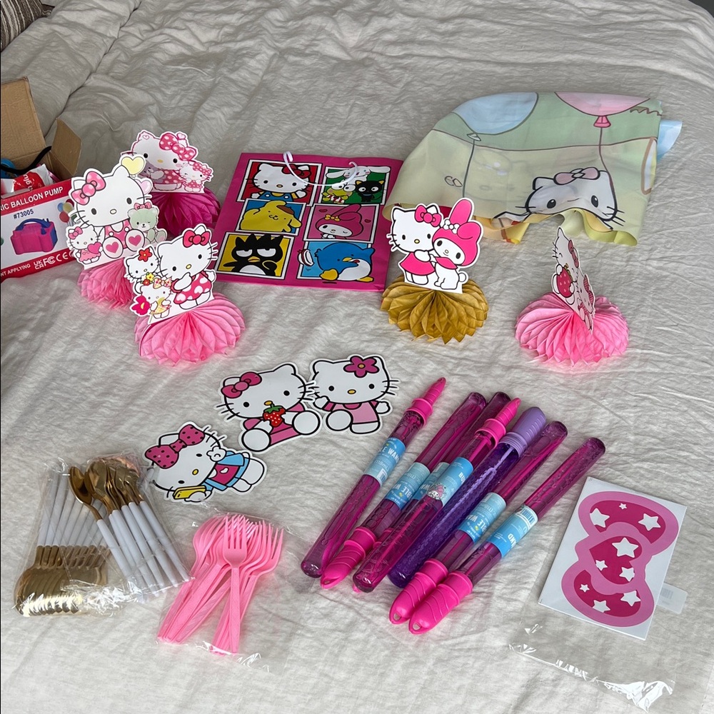 Hello Kitty Party Supplies Set with happy birthday banner
